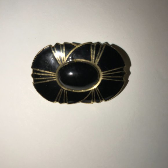 Vintage Oblong Black and gold Mona So Pin - Picture 2 of 4